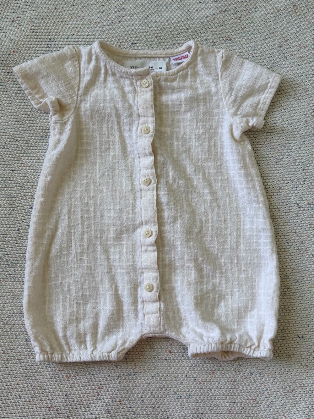 Cream Button-Front Baby Romper